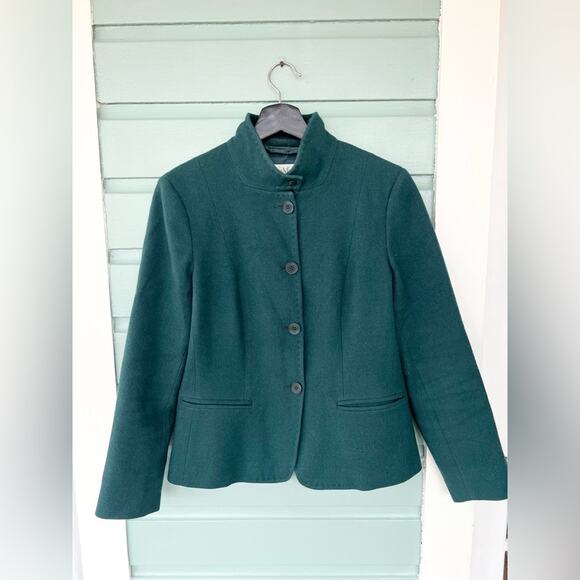 MaxMara blazer Wool teal Green Cashmere Jacket high neck office Christmas work - Picture 1 of 8